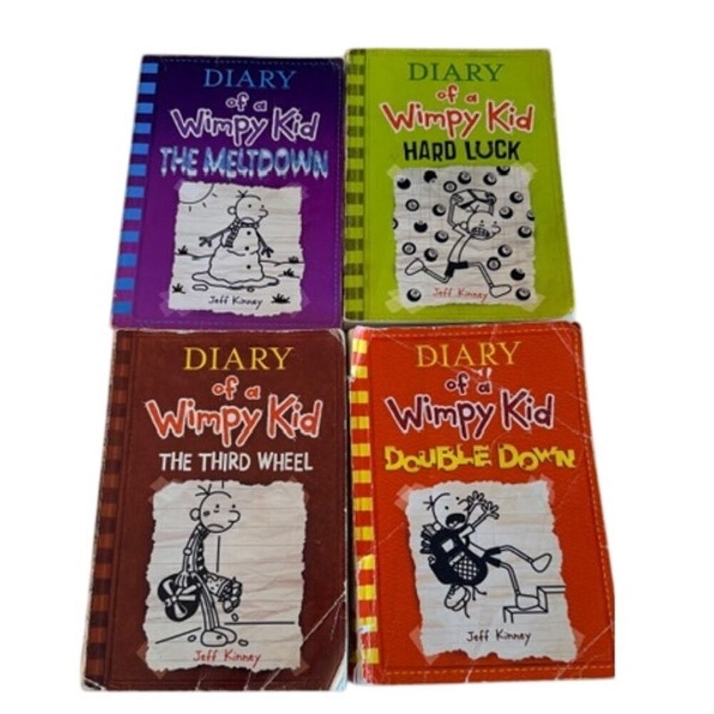 Diary of a Wimpy Kid Book Lot 4 Jeff Kinney Hard Luck Meltdown